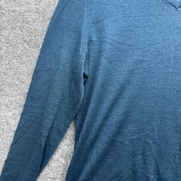 Express V-Neck Sweater Men's Size L Blue Merino Wool Blend Long Sleeve Pullover - Picture 2 of 13